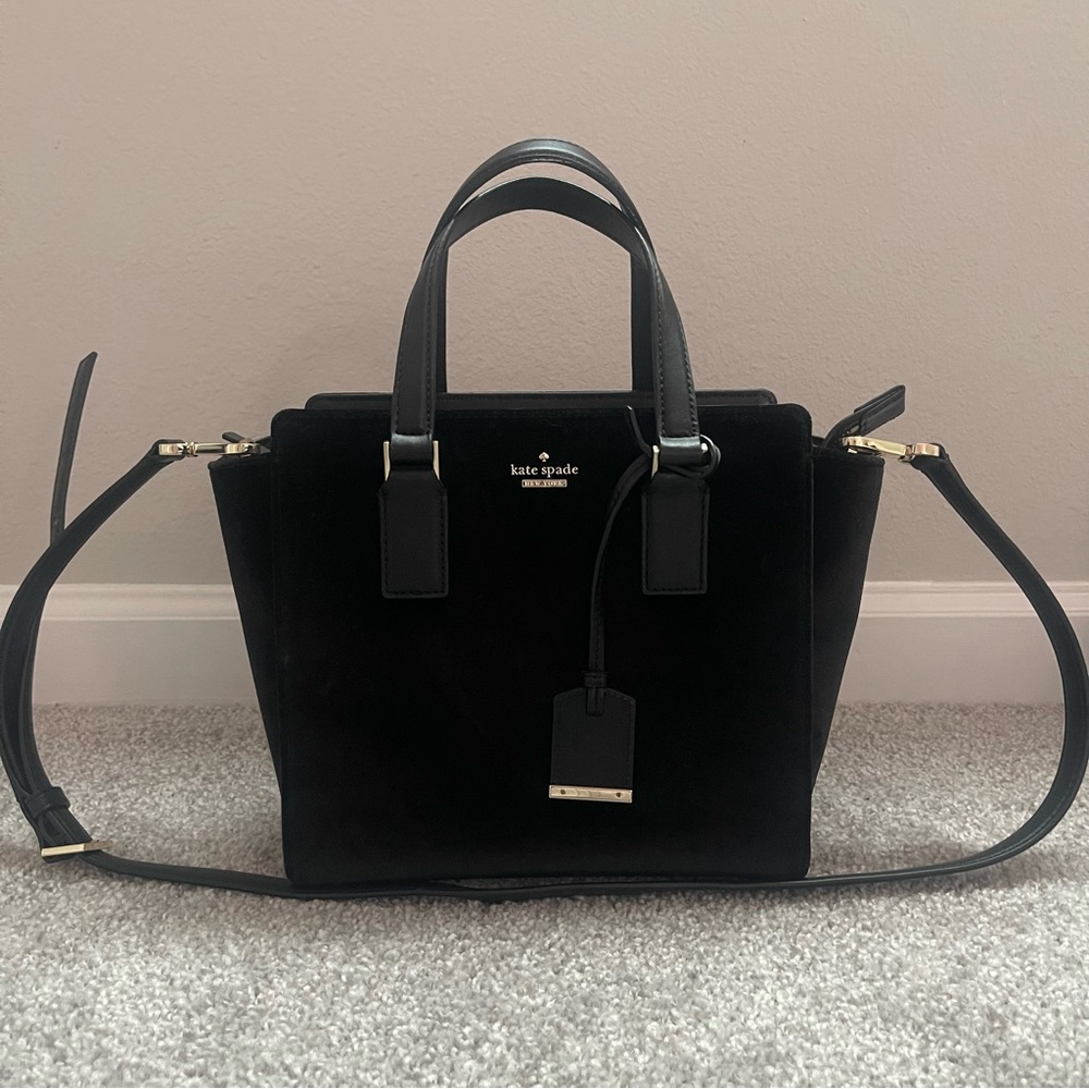 Kate Spade Velvet Black Satchel Bag